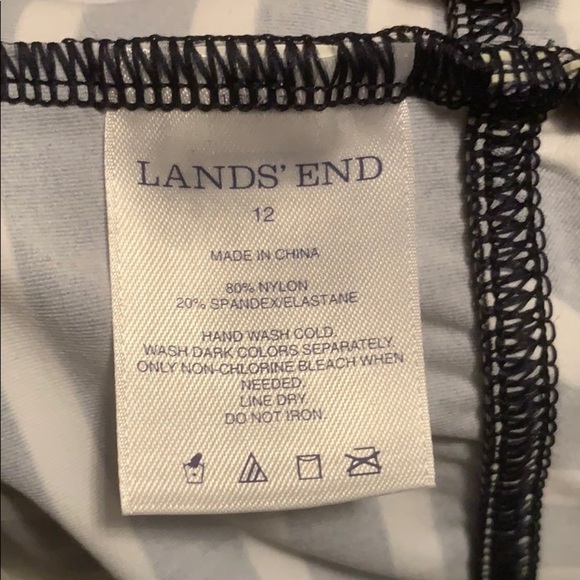 Lands' End Navy Stripe Halter Swim Dress Size 12 - Picture 7 of 8